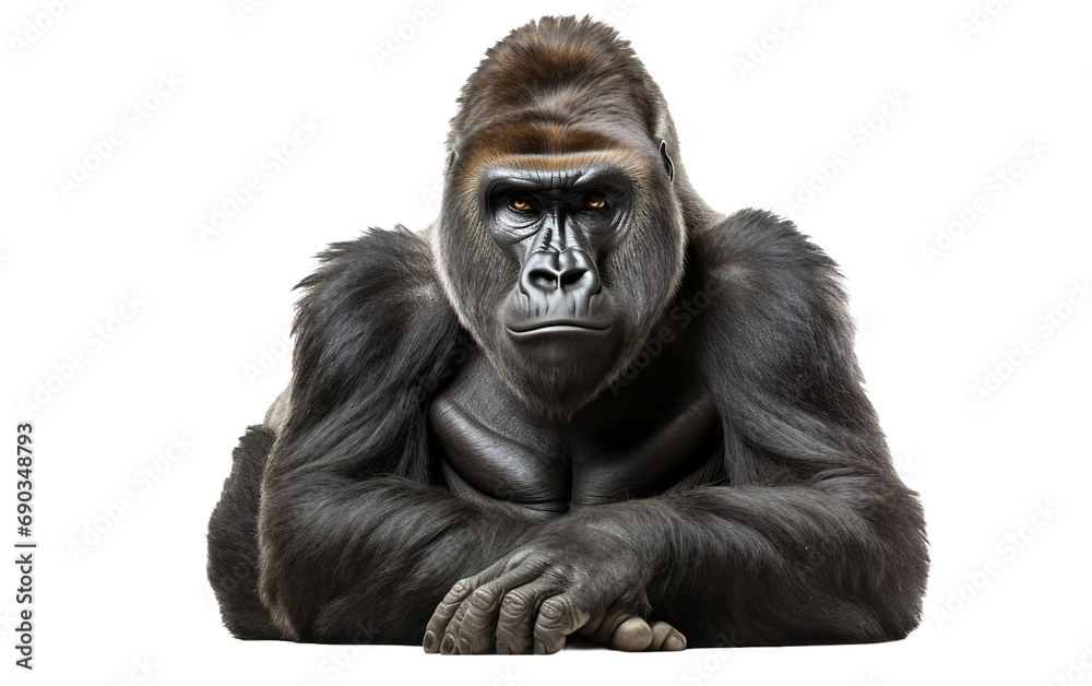 Gorilla Africa isolated on a transparent background.