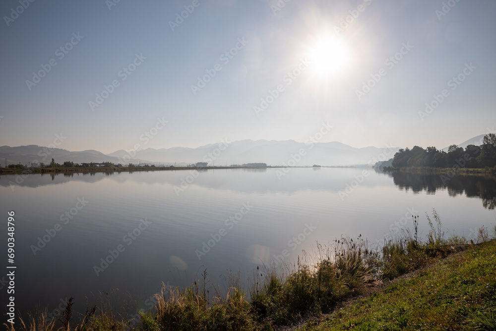 Lake near water power station in Zilina, Slovakia