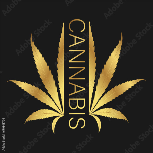 Leaf of cannabis gold icon for advertising, banners, leaflets and flyers