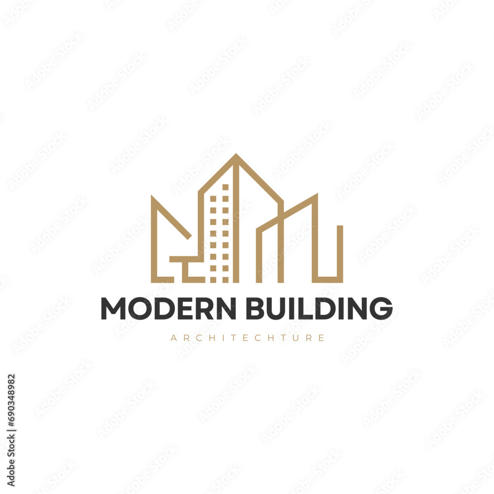 Brown Black Minimalist Modern Building Logo Design