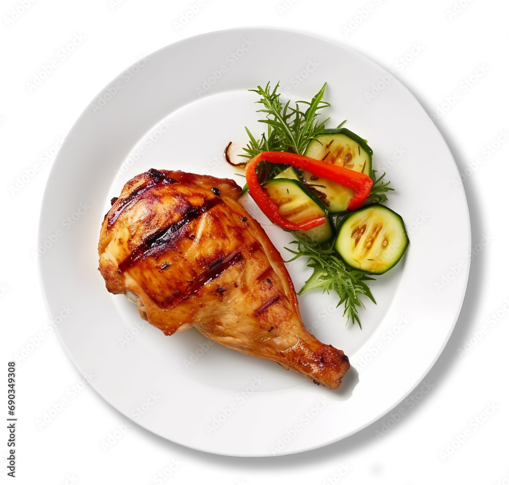 grilled chicken dish with transparent background, generated ai