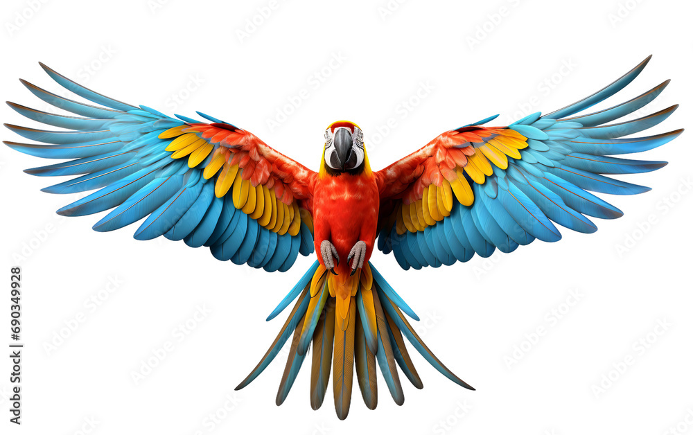 Macaw bird isolated on a transparent background.