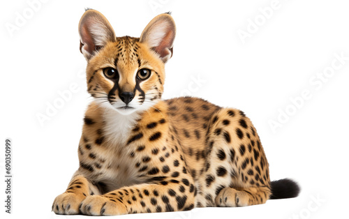 Serval animal isolated on a transparent background. photo