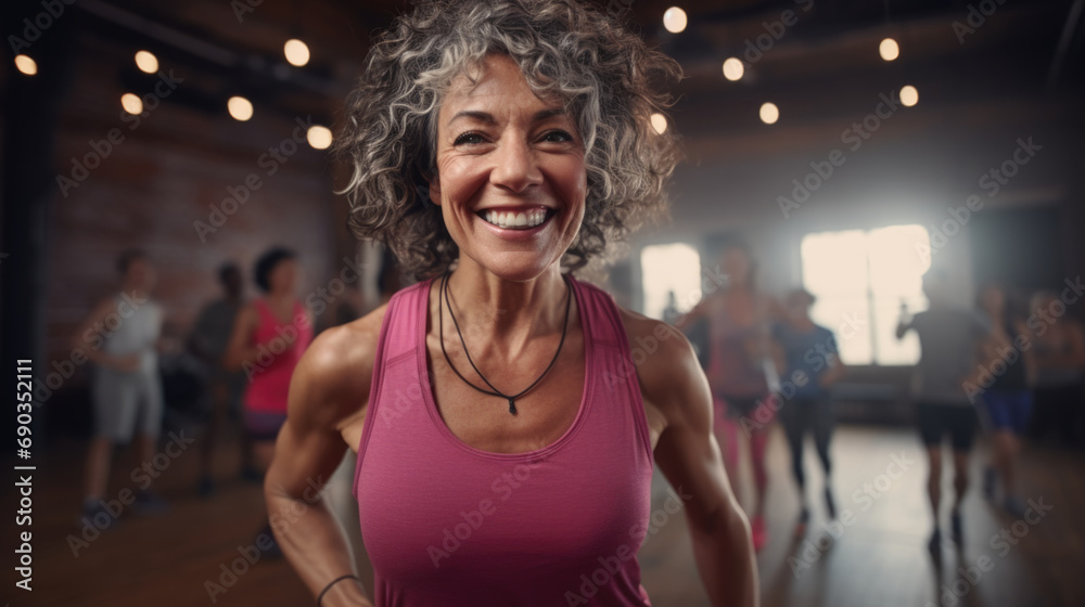 A woman in a pink tank top smiles at the camera. A woman in a pink tank top smiles at the camera.