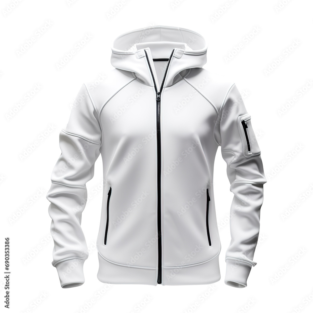 White fleece hood jacket on white backround White fleece hood jacket on white backround