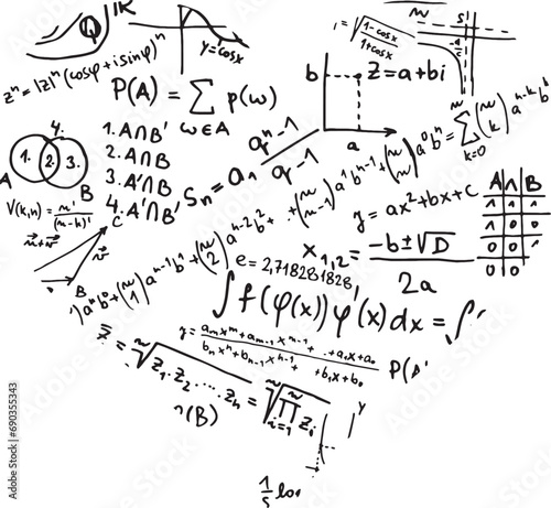Mathematical heart, mathematics, formula, heart shaped.eps