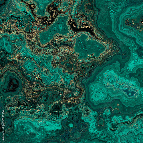 Malachite Marble texture. Fractal digital Art Background. High Resolution. Green marble texture with gold veins. Can be used for background or wallpaper