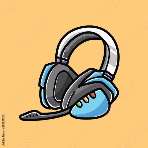Gaming Headphone Vector Cartoon Illustration (ID: 690357154)
