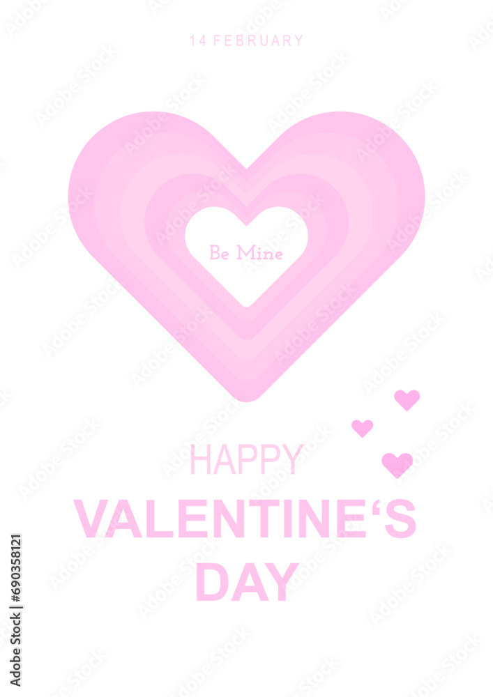 Valentine's day concept poster. Romantic event celebration greeting cards. Cute love banners or greeting cards. White background. Happy valentine design vector.