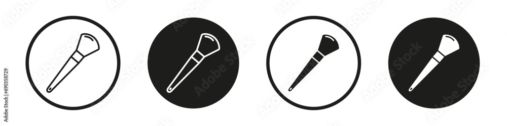 woman inclined makeup brush vector icon set in black filled and outlined style. - obrazy, fototapety, plakaty 