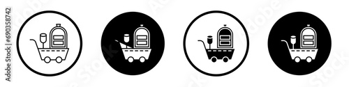 Hotel service icon set. concierge cart vector symbol in black filled and outlined style.