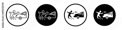 car accident icon set. crash injury vector symbol in black filled and outlined style. photo