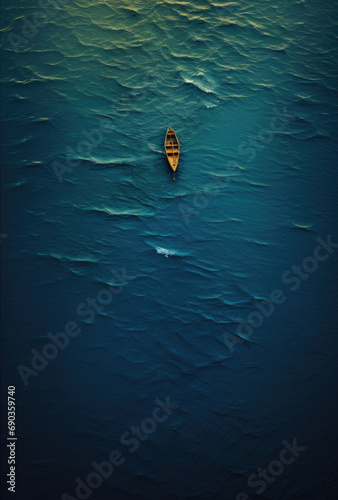 a boat sailing in the ocean from an aerial view