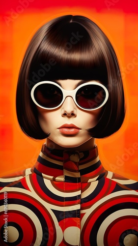 beautiful 60s vintage retro beautiful woman - generative ai