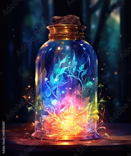 a magic bottle filled with color