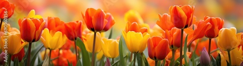 a picture of many tulips that are orange and red in color #690360356