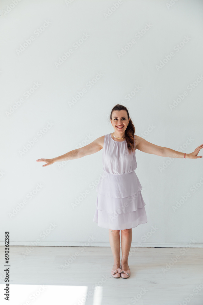 Brunette woman 40 years old in summer light dress Brunette woman 40 years old in summer light dress