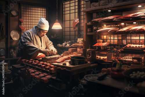 Traditional sushi baker