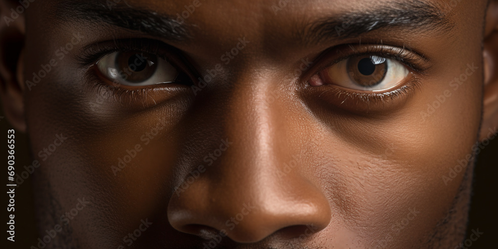 face handsome african american man staring. ai generative