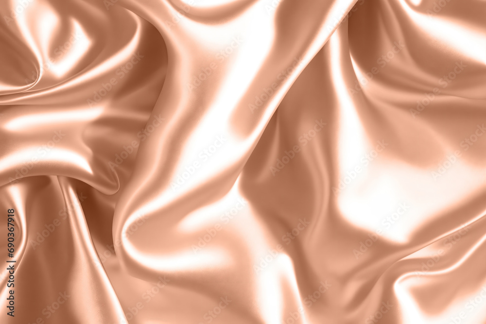 Abstract background, folds of silk fabric in peach fuzz color. Abstract background, folds of silk fabric in peach fuzz color.