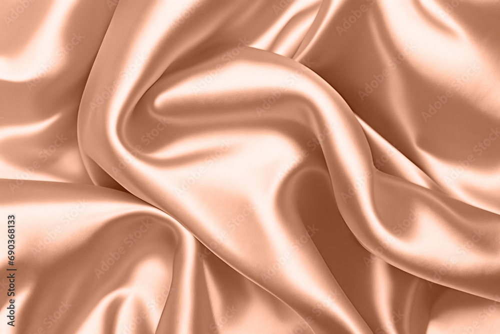 Fototapeta premium Abstract background, folds of silk fabric in peach fuzz color.