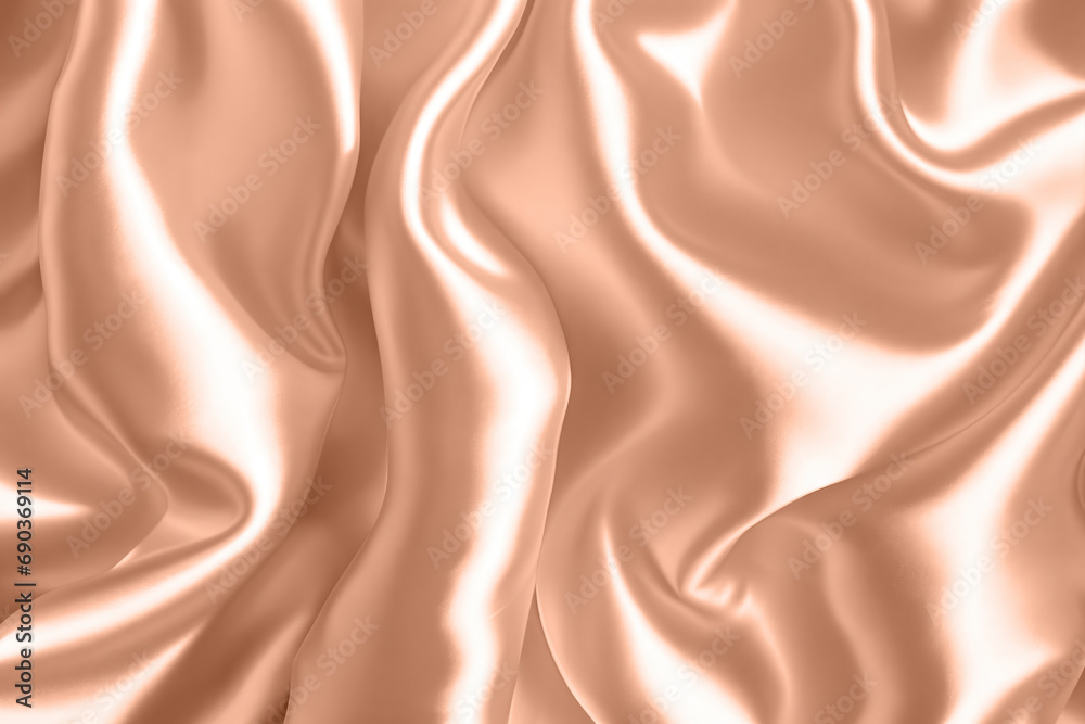 Abstract background, folds of silk fabric in peach fuzz color. Abstract background, folds of silk fabric in peach fuzz color.