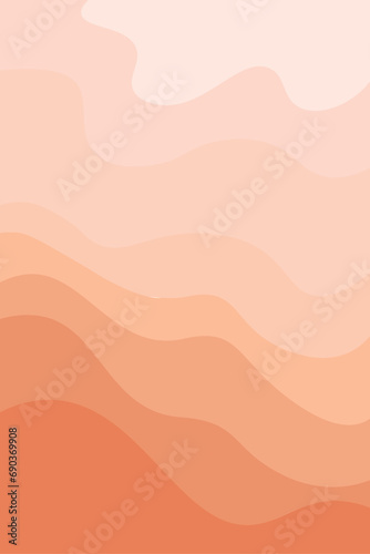 Vertical poster with abstract wavy lines with a trend gradient of peach color. Vector graphics.