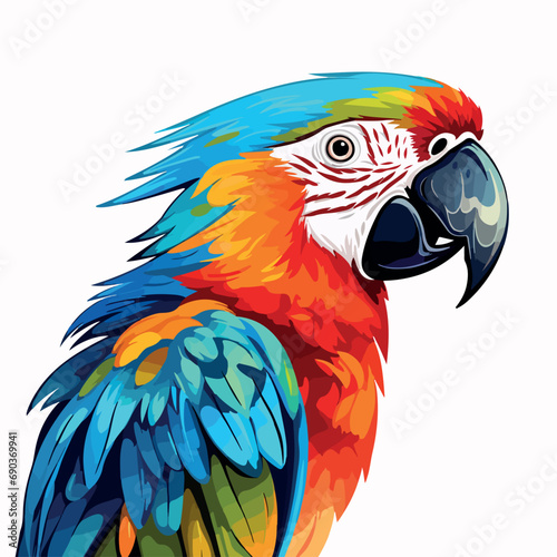 Tropical parrot flat vector illustration. Tropical parrot hand drawing isolated vector illustration © OLGA
