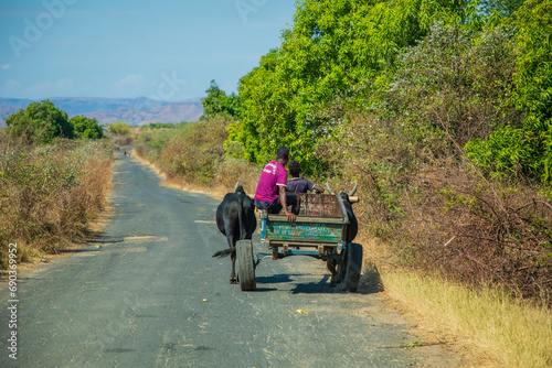 Road through village in central Madagascar