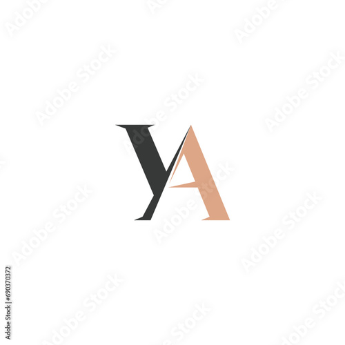 Alphabet Initials logo YA, AY, Y and A