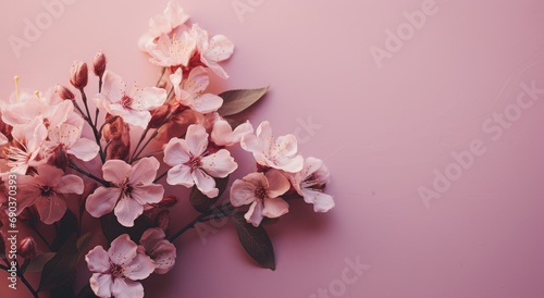 an aerial photo of lila flowers on a pink background