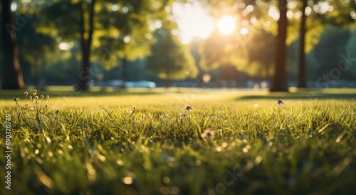 beautiful nature background in a park with grass