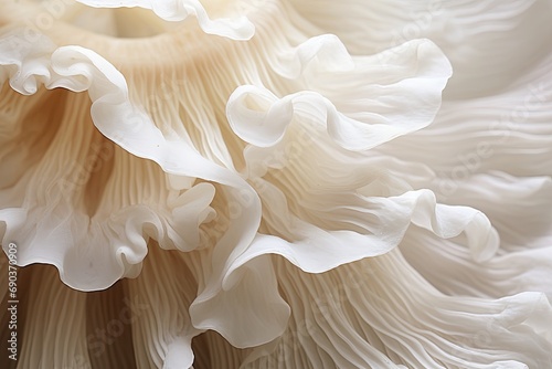 White colored oyster mushroom, close up.