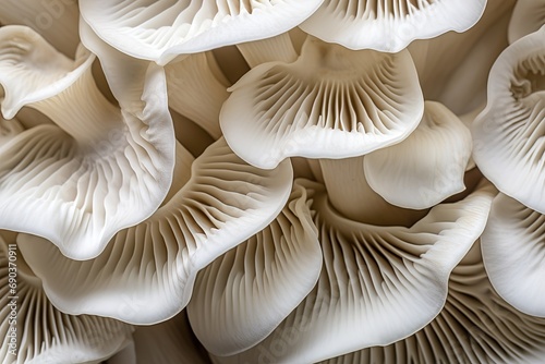 White colored oyster mushroom, close up. photo