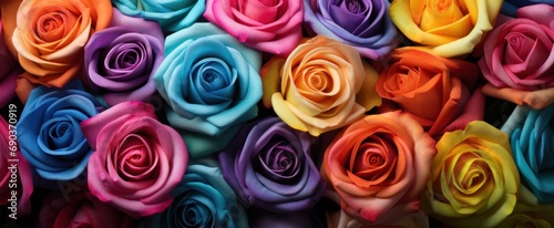 bright colored roses covered in paper