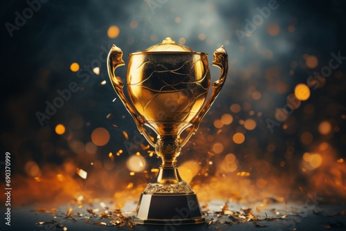 Cup award. Background with selective focus and copy space