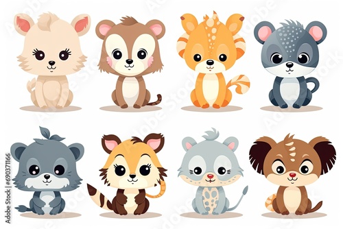 Animal stickers in cartoon style.