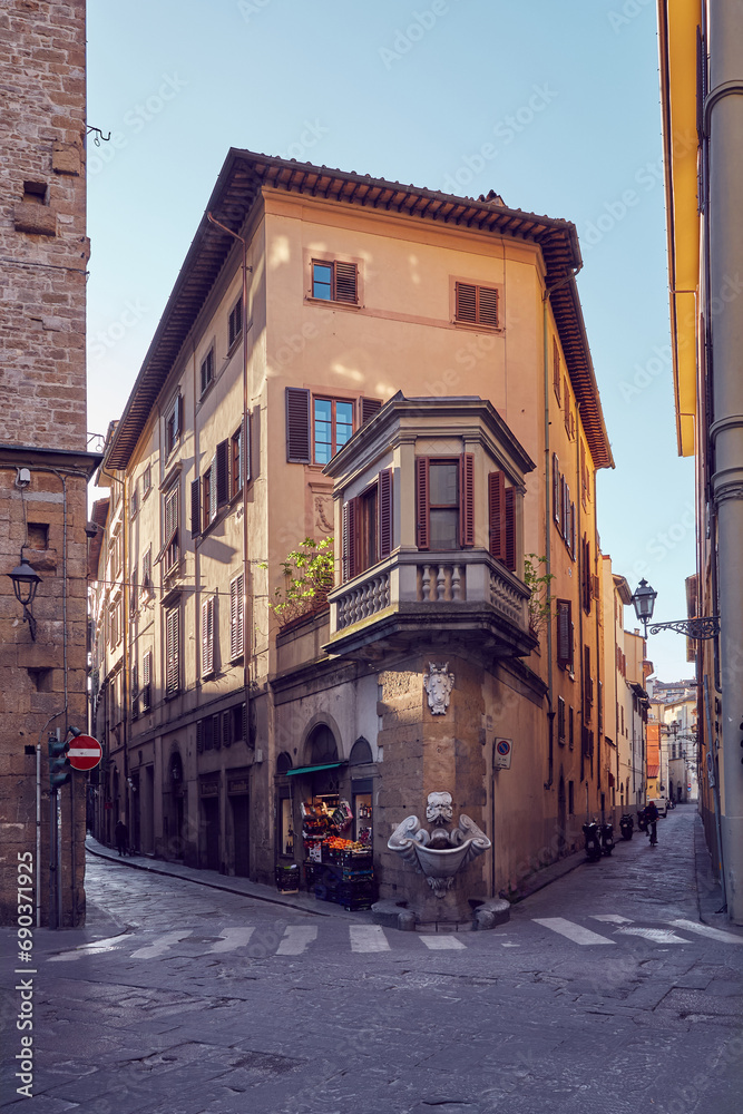 Street in old town of Florence city in Italy