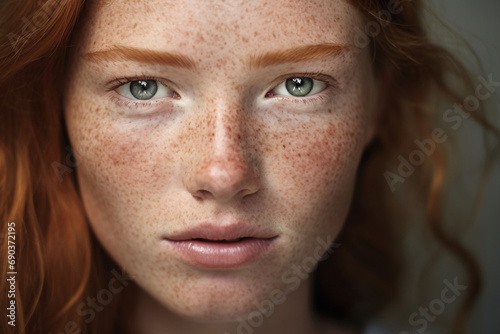 Authentic Portrait of a Woman with Freckles, Embracing Perfect Imperfection