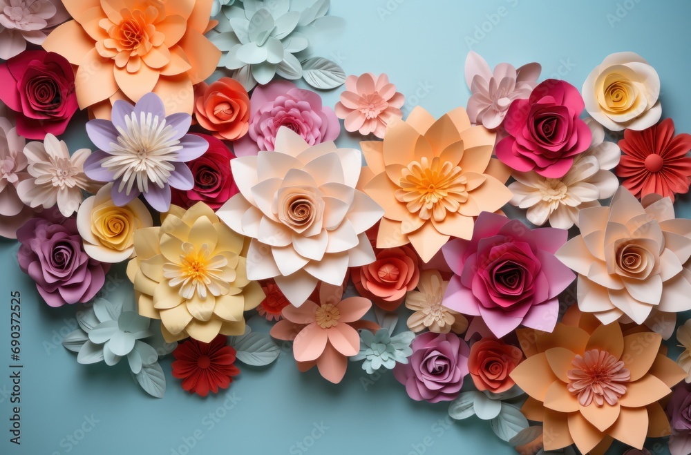 floral paper flower background and blank note