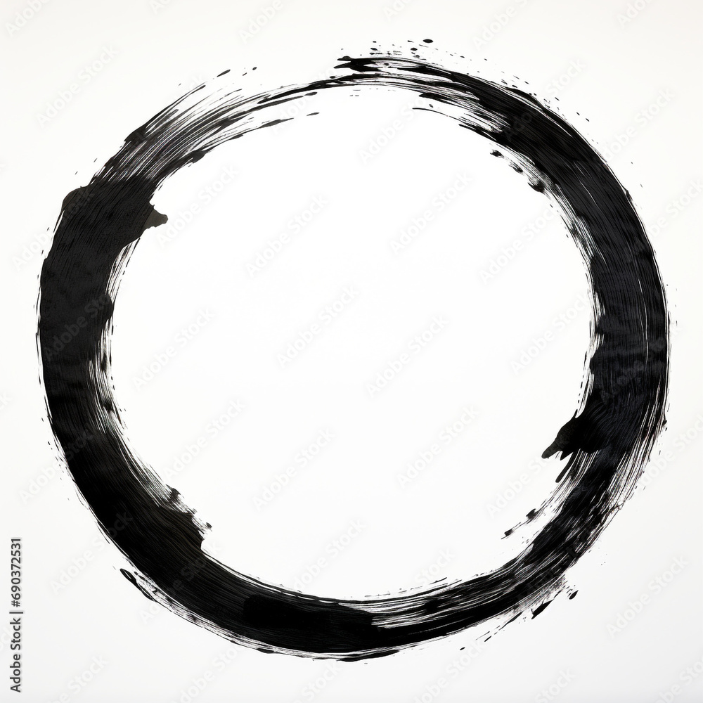 a simple black wide enso circle, regular, partially open, white background created with Generative Ai a simple black wide enso circle, regular, partially open, white background created with Generative Ai
