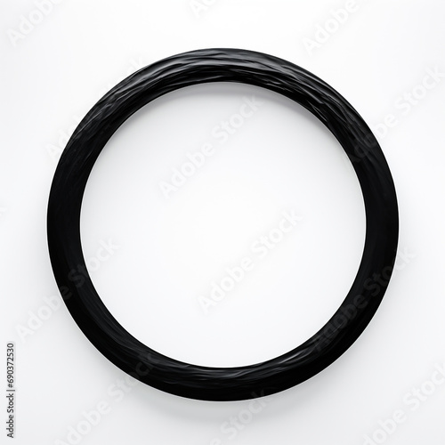 a simple black wide enso circle, regular, partially open, white background created with Generative Ai