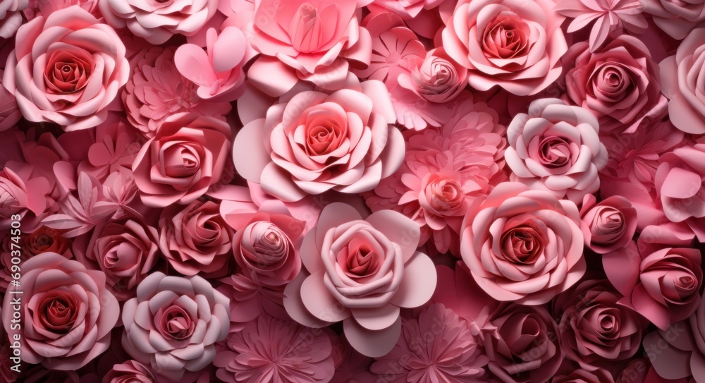 numerous pink roses made of paper numerous pink roses made of paper
