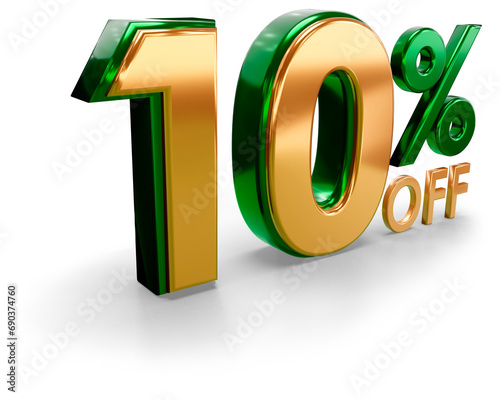 Texto 10% OFF com fundo transparente e sombreamento. photo