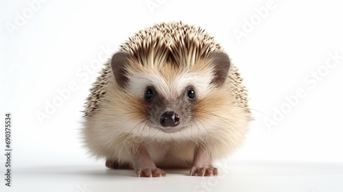 little african hedgehog with spiky fur rolling over while looking at camera happy. generative ai