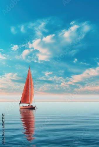 sailboat in ocean aerial