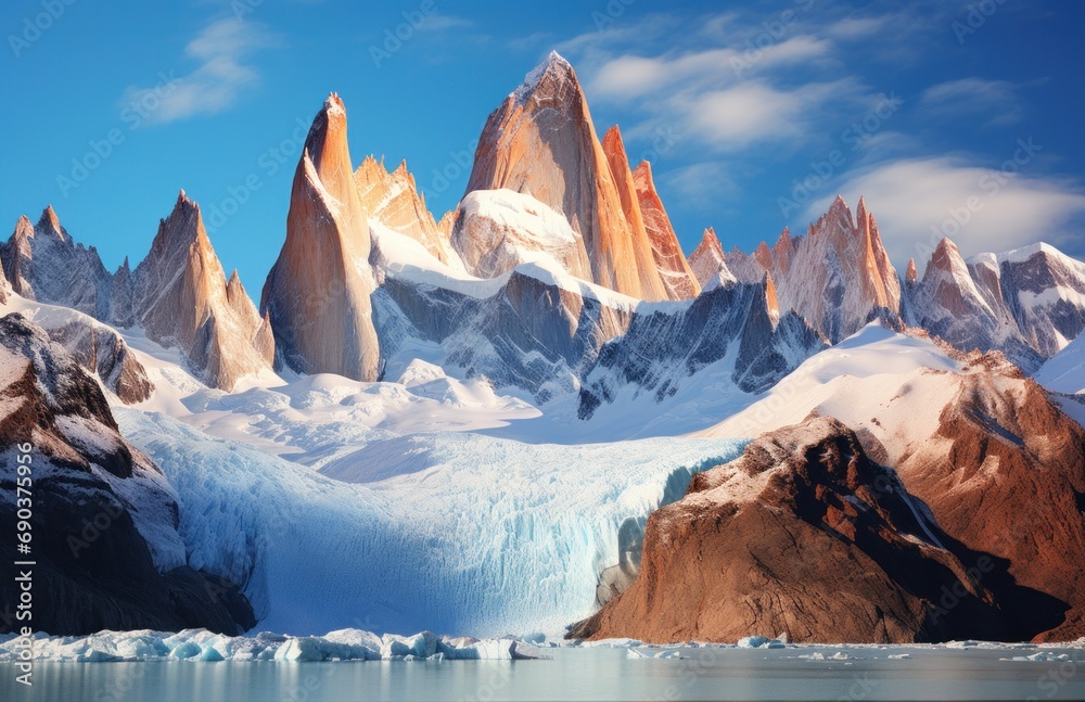 the snowy peaks of argentina, chile, u.s. map - obrazy, fototapety, plakaty 