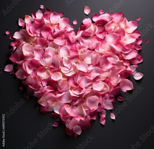 the pink petals have been arranged into a heart shape