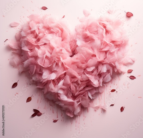 the pink petals have been arranged into a heart shape