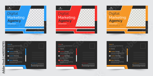 Corporate Modern Business Postcard Design Template. Double Sided Postcard Design